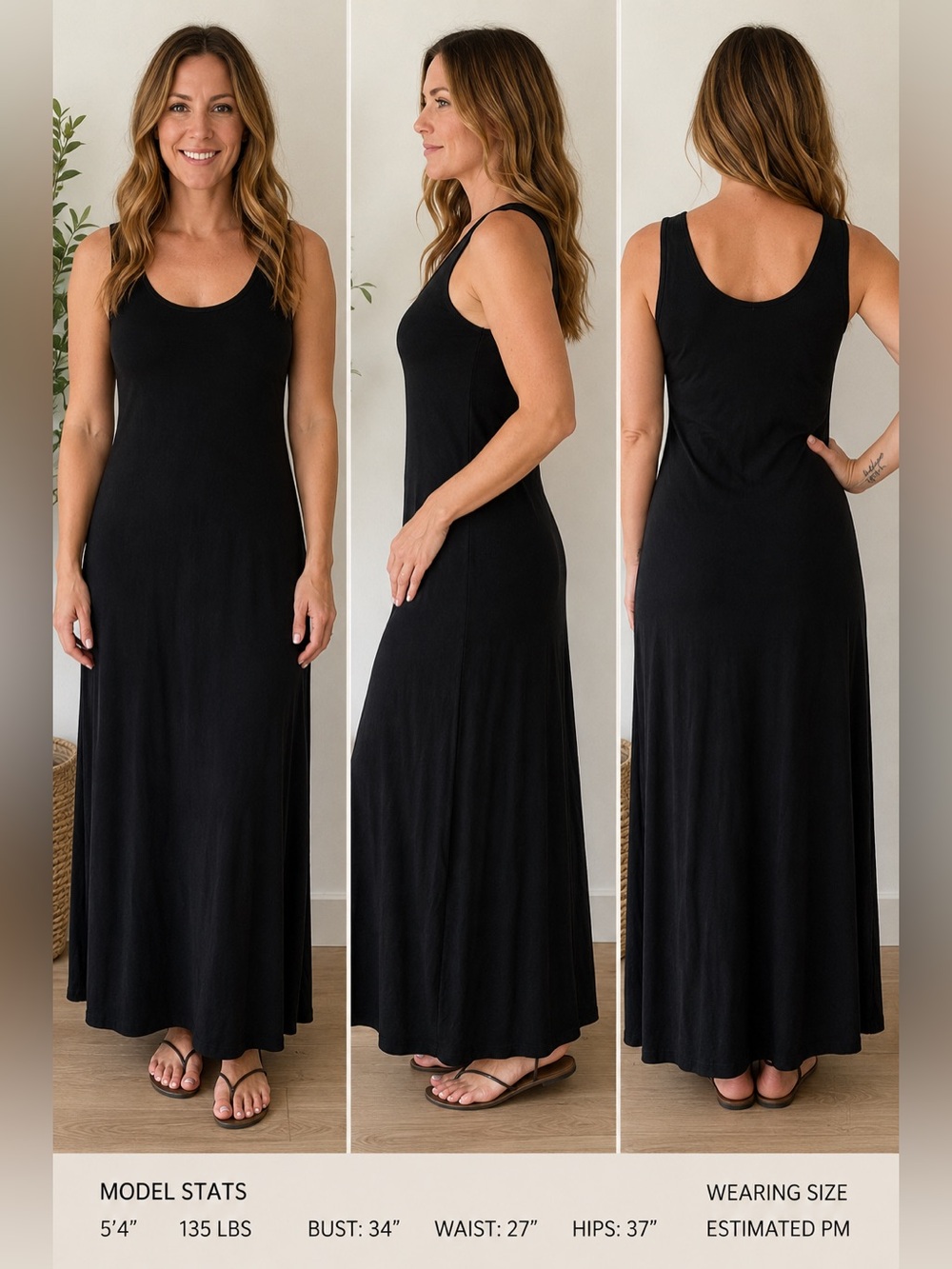 Ronnie Nicole Petite Black Sleeveless A-Line Maxi Dress Stretch Size Unknown